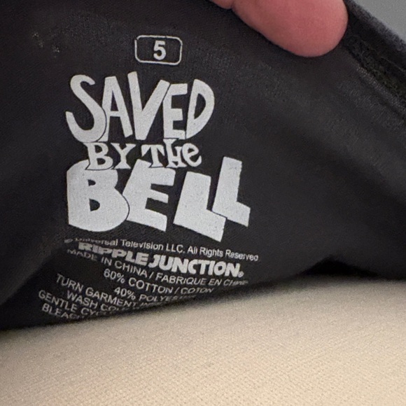 Ripple Junction Black Saved By The Bell Graphic Tee with Blue & Pink Print - Picture 2 of 5
